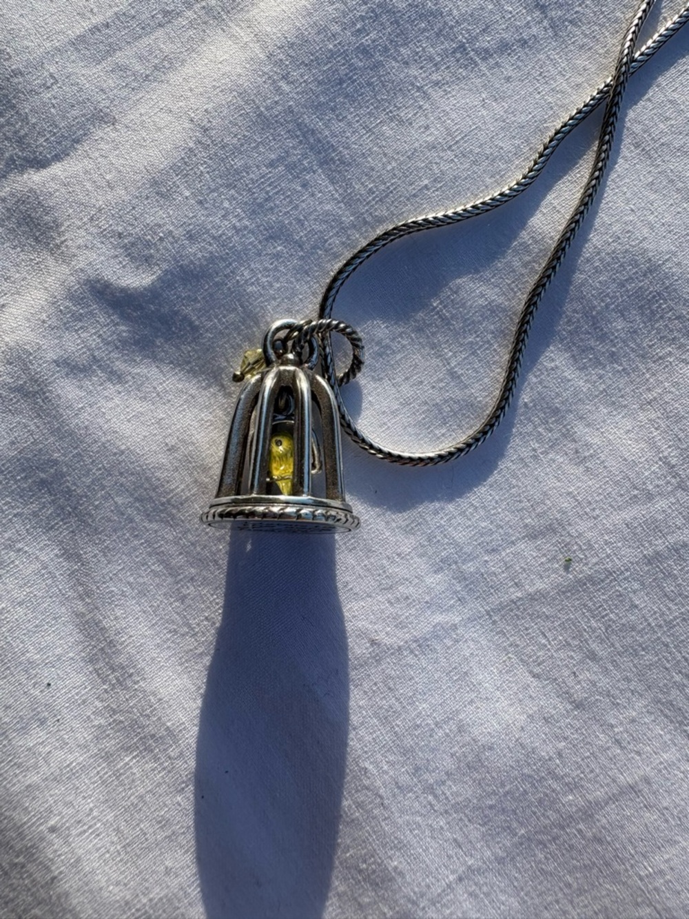 Brighton Silver Bird in a Cage Pendant Necklace on a Snake Chain - Picture 3 of 7